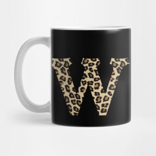 Letter W Leopard Cheetah Monogram Initial Mug